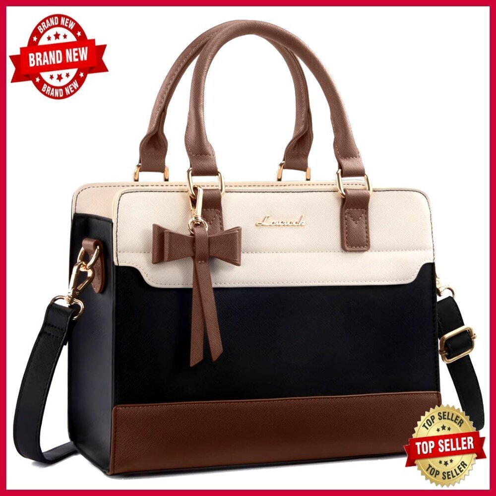 Leather Tote Satchel Shoulder Crossbody Bag with Zipper Compartments